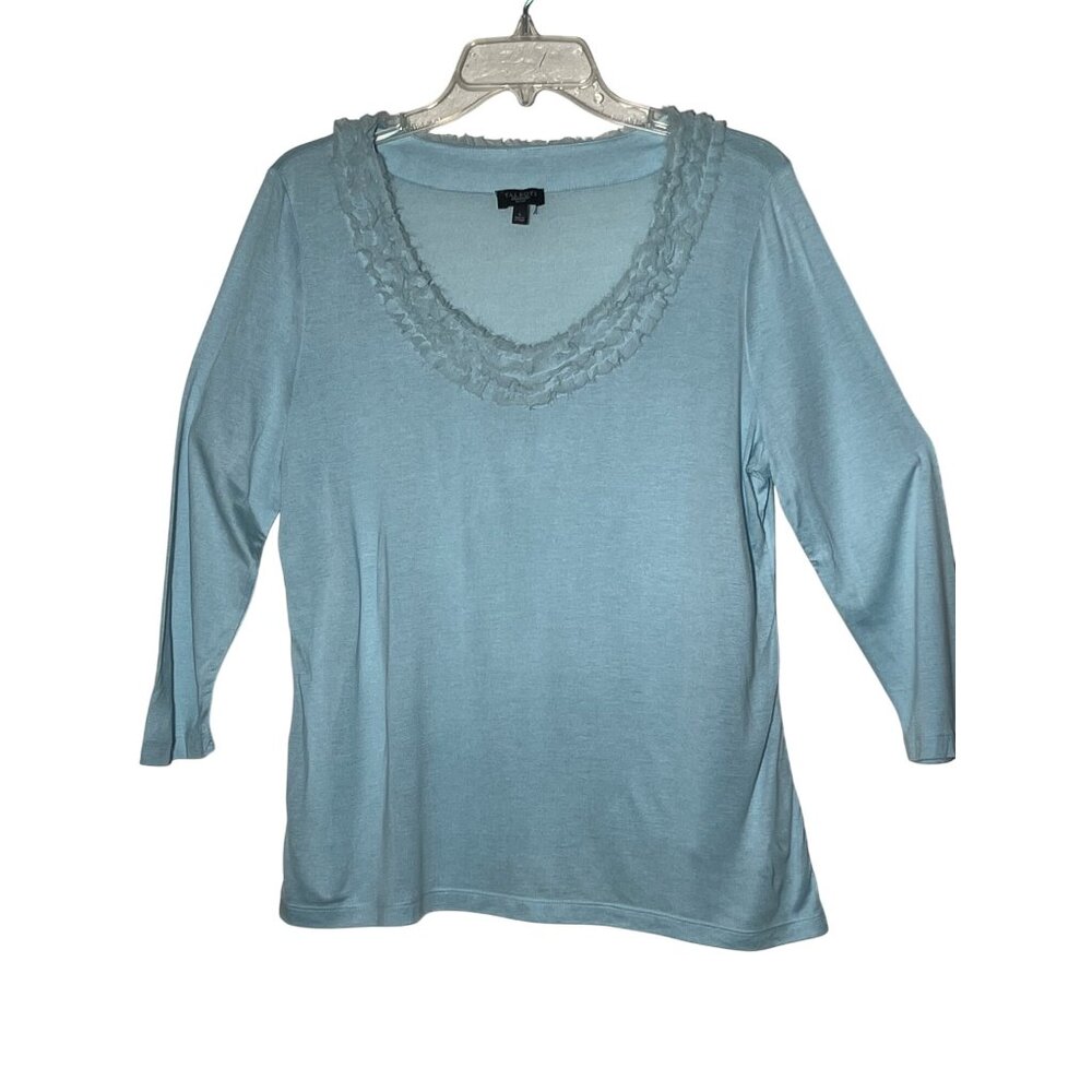 Talbots Woman Petites Large Lt Blue Scoop Neck 1/2 Sleeve Modal/Silk LW